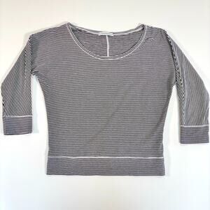 René Lezard Striped Top 3/4 Sleeve Blue White Relaxed Fit Womens 38 (US M)